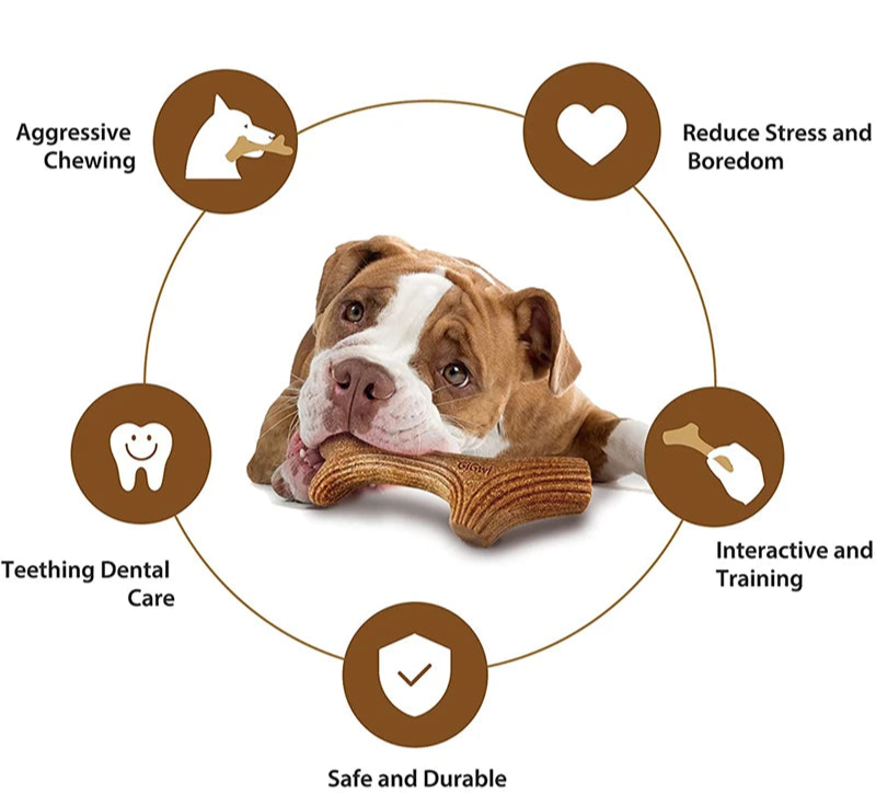 dog tough toys chewers Wooden Deer Antlers. - Sniff Waggle And Walk