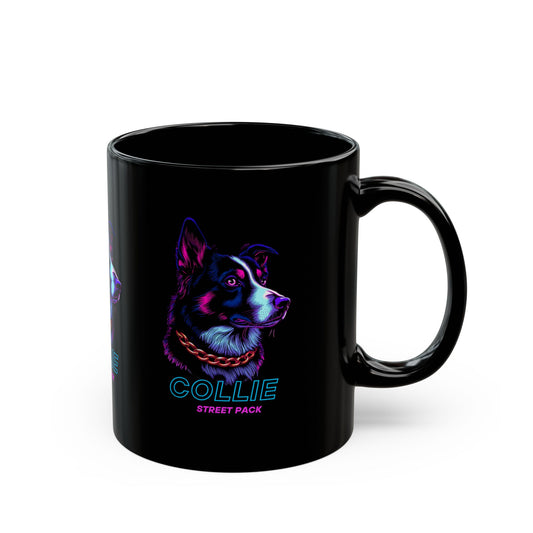 Neon Border Collie mug front view