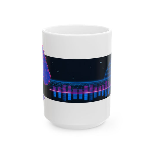 Cocker Spaniel ceramic coffee mug, 11oz and 15oz neon synthwave dog lover gift - view 2