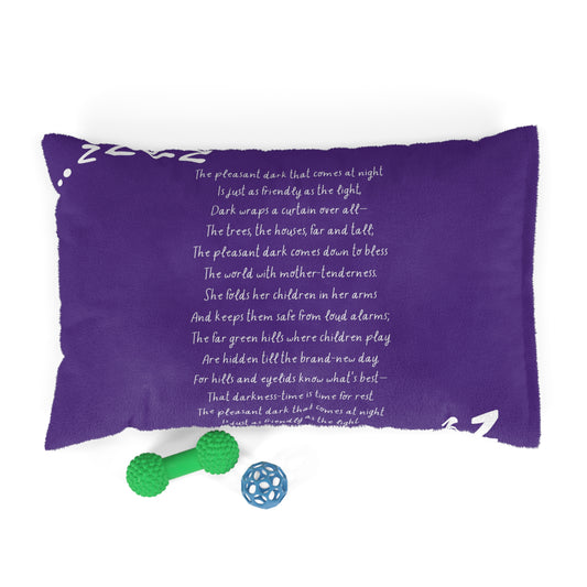 Nightfall Lullaby Bedtime Poem Pet Bed — close-up of the printed poem