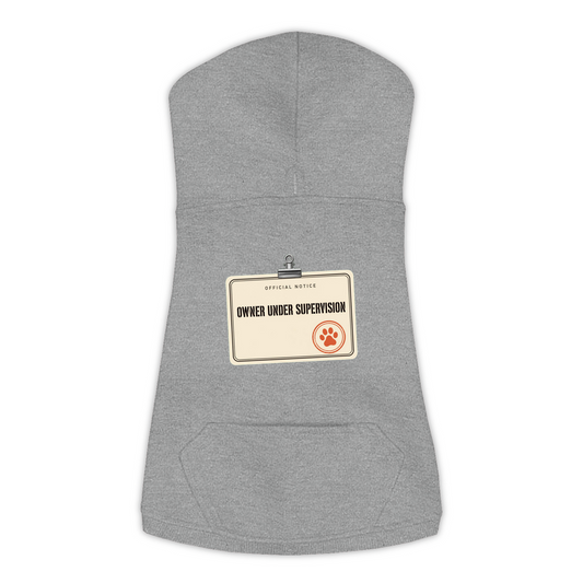 Owner Under Supervision dog hoodie in Granite Heather, sizes L to 3XL