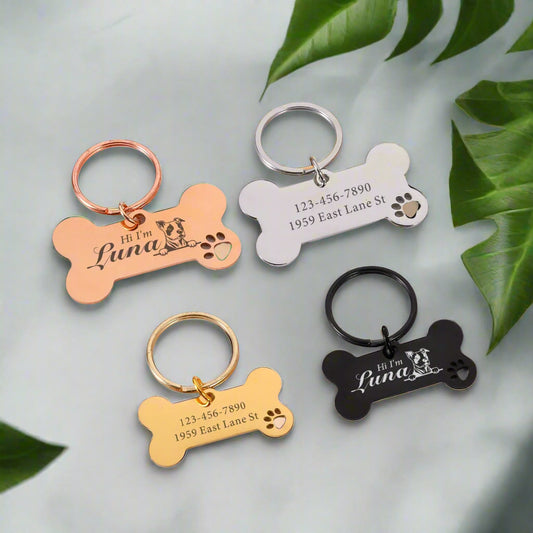 Customized pet Collar Tag Color Bone Pendant. - Sniff Waggle And Walk