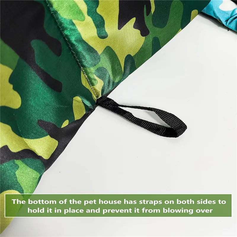 pet tent shelter showing straps