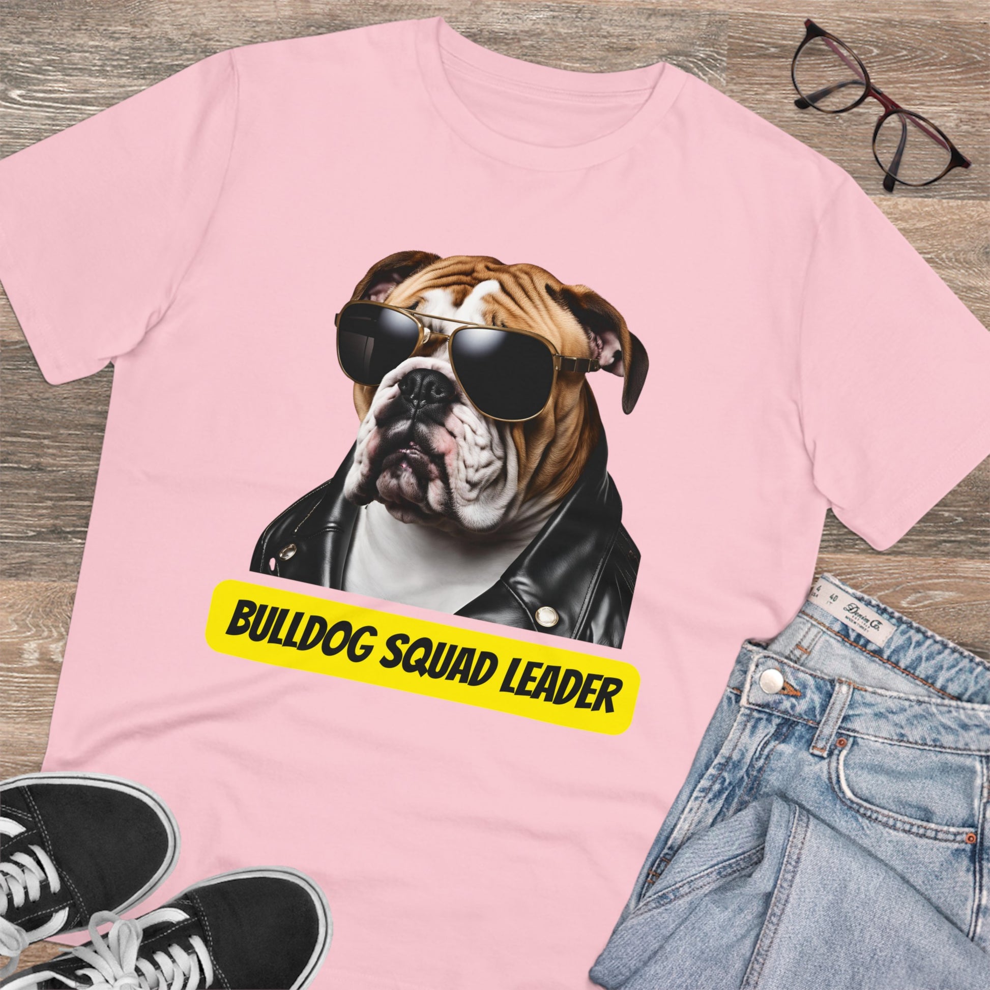 "BULLDOG SQUAD LEADER" Organic pink bulldog leaders tshirt