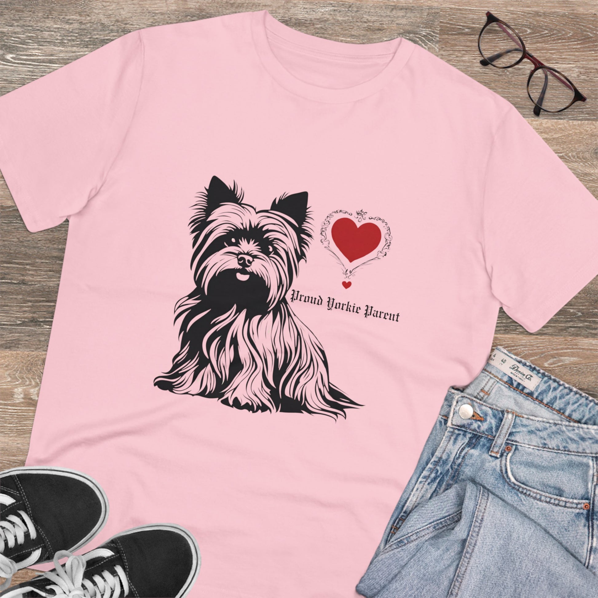 pink2"PROUD YORKIE PARENT" Organic Creator T-shirt - Unisex Sniffwaggleandwalk™ - Sniff Waggle And Walk