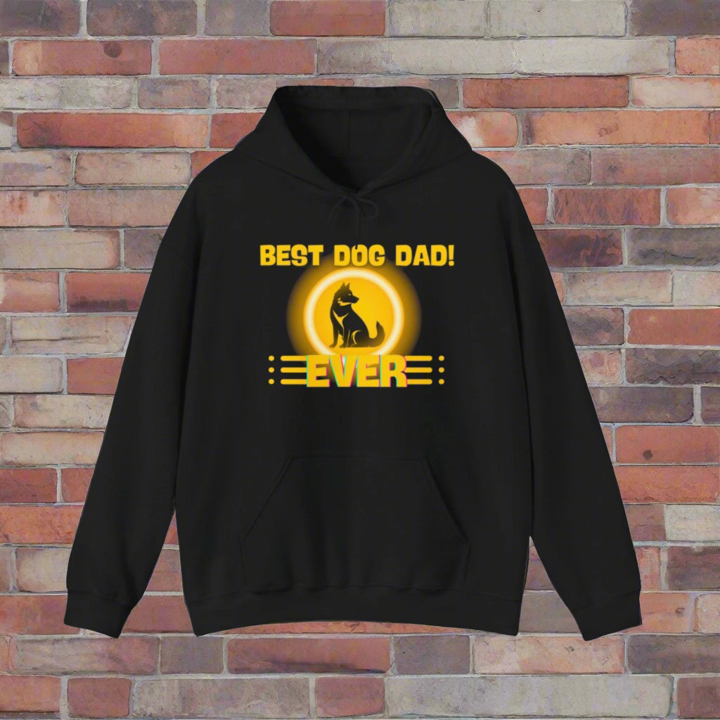 "Best dog dad ever" Hooded Sweatshirt - Sniff Waggle And Walk black funny clothing pet related