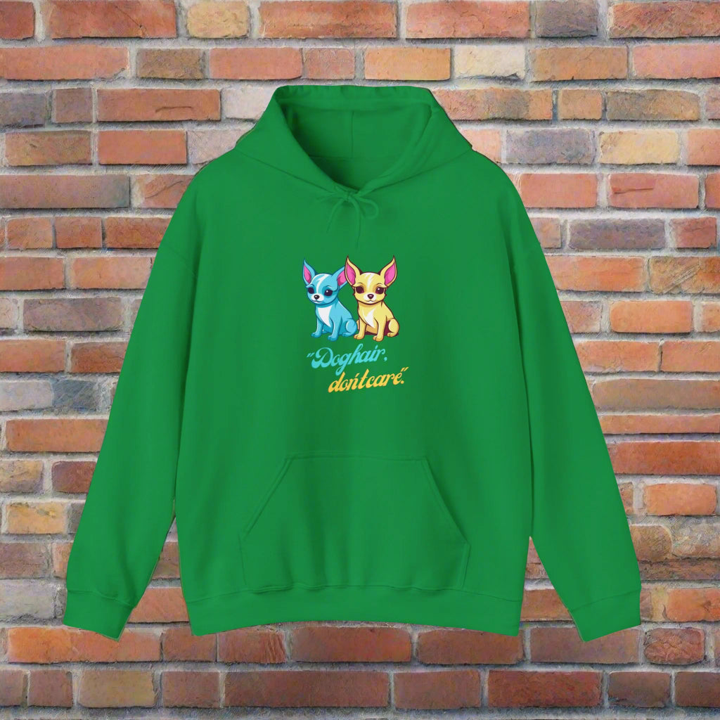Unisex Heavy Blend⢠Dog Hair I dont care Hooded Sweatshirt - Sniff Waggle And Walk green