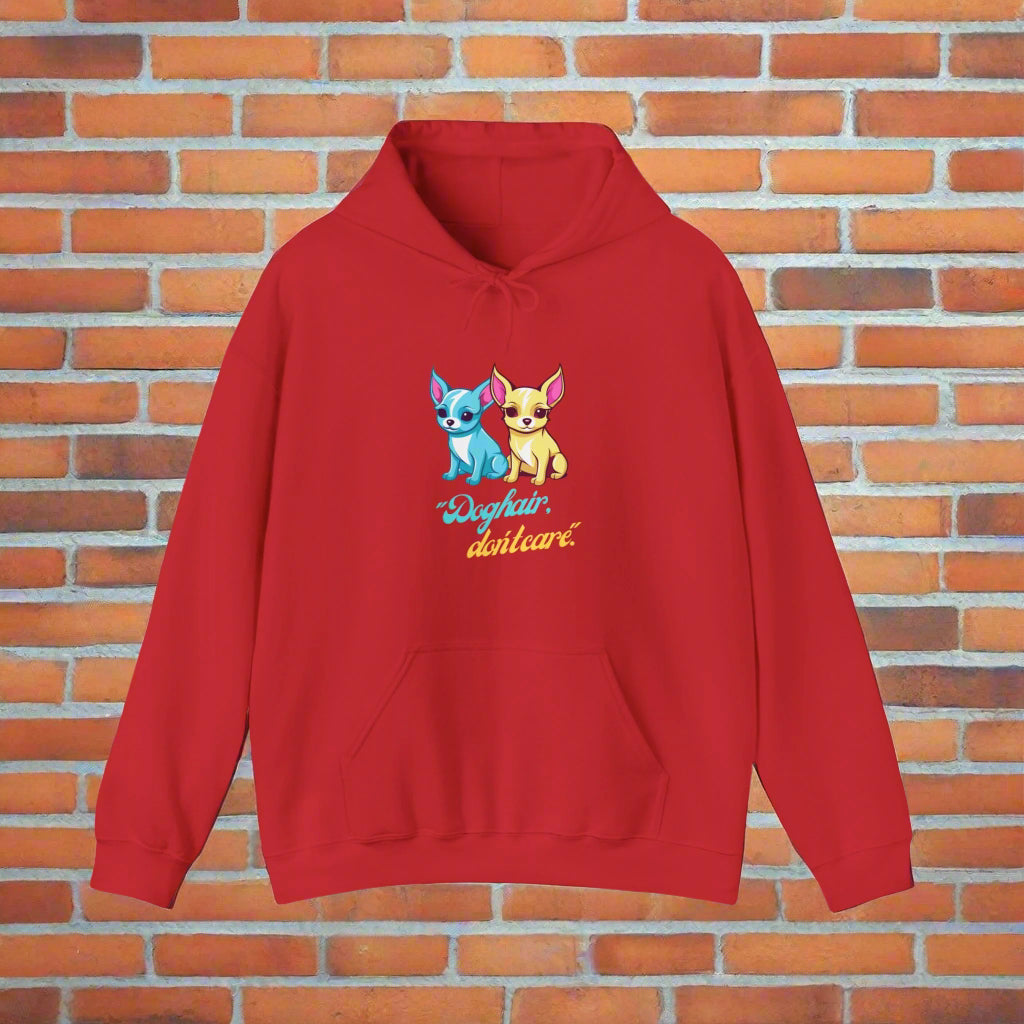 Unisex Heavy Blend⢠Dog Hair I dont care Hooded Sweatshirt - Sniff Waggle And Walk red