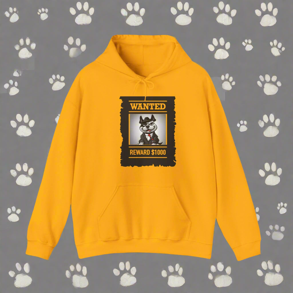 dog lover Unisex Heavy Blend⢠"Wanted" Hooded Sweatshirt - Sniff Waggle And Walk yellow
