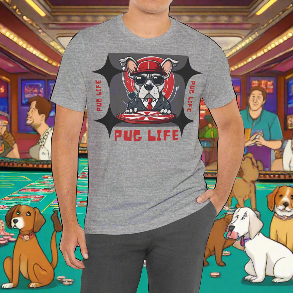 Unisex Jersey Short Sleeve Tee - Sniff Waggle And Walk dog lover tee in gray