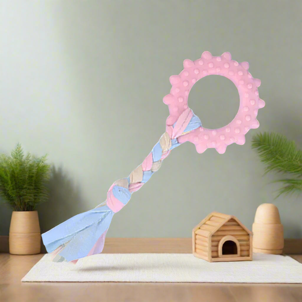 puppy Dog Chew Toy: Pink Rubber Durable Molars Training Toys. - Sniff Waggle And Walk