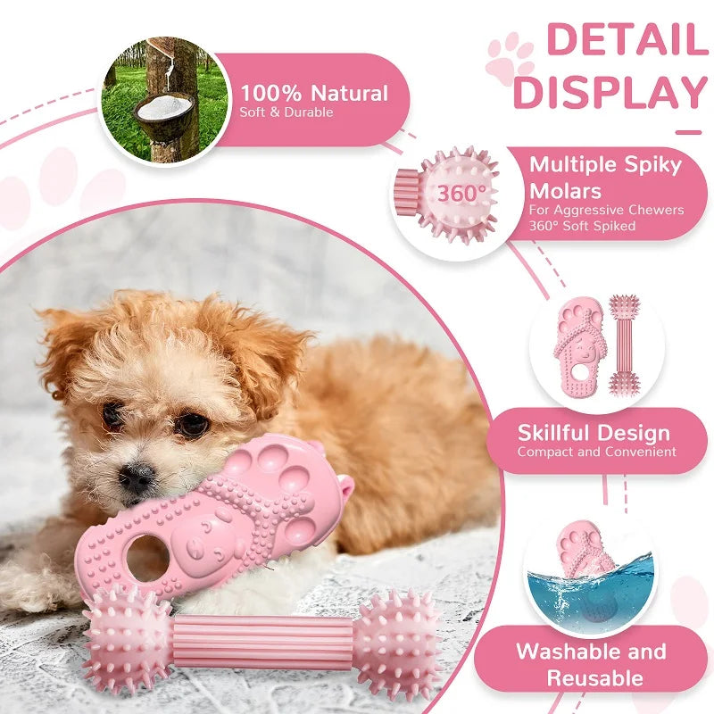 puppy Dog Chew Toy: Pink Rubber Durable Molars Training Toys. - Sniff Waggle And Walk
