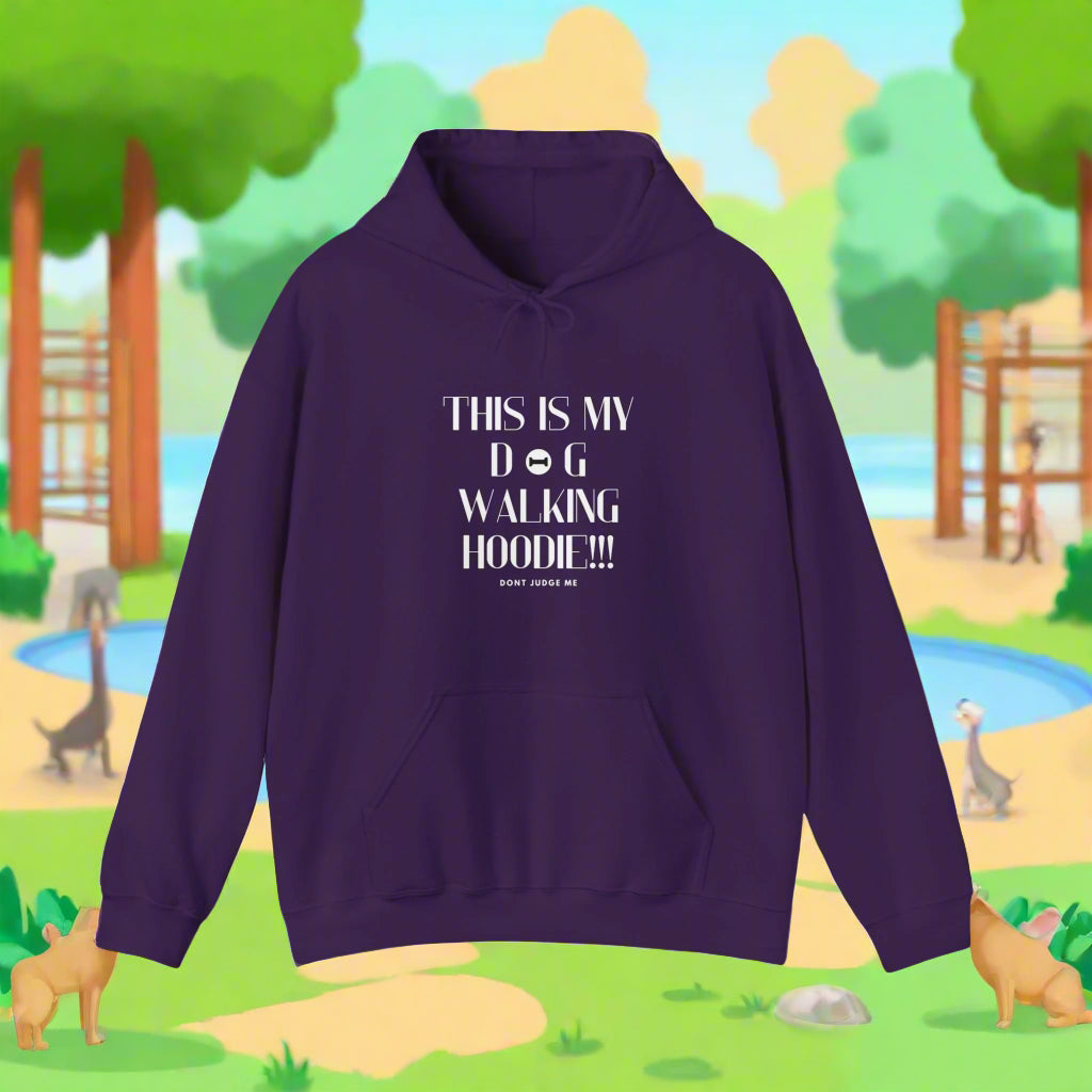 Unisex THIS IS MY DOG WALKING HOODIE" Hooded Sweatshirt - Sniff Waggle And Walk purple