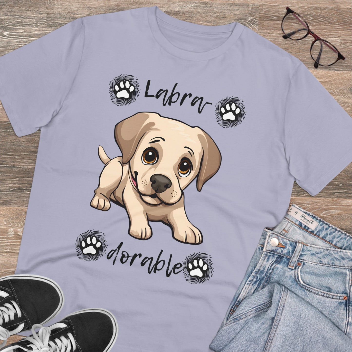 "LABRA DORABLE" Organic T-shirt - Unisex purple lasbrador tshirt - Sniff Waggle And Walk
