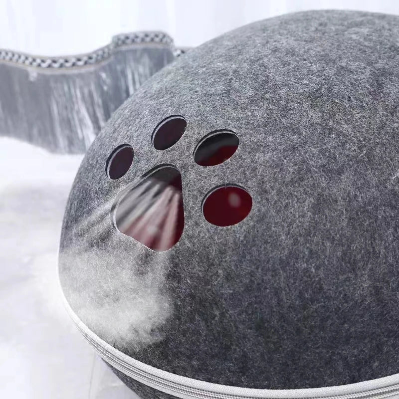 purr pod Cats Sleeping House: Felt, Breathable Semi-Enclosed Pet Cave. - Sniff Waggle And Walk