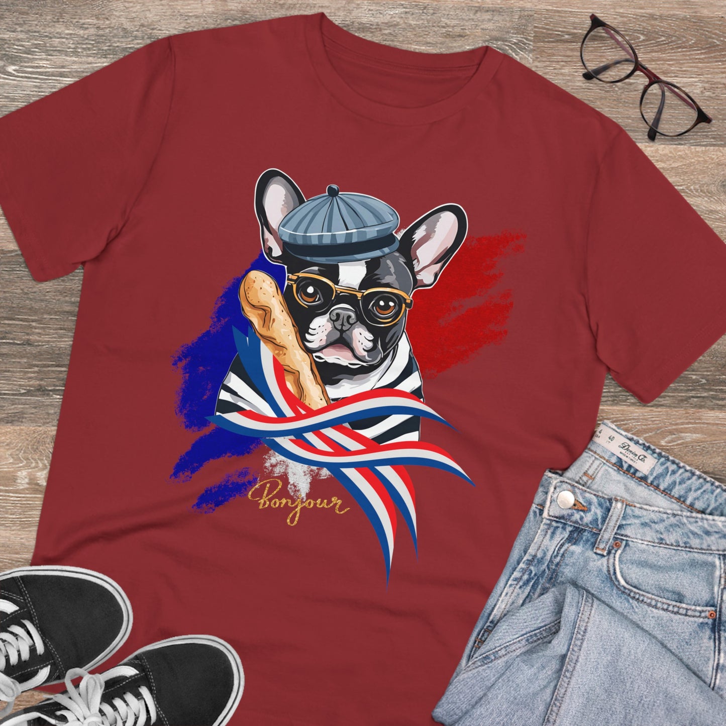 "FRENCH BULLDOG" red frenchi tshirt