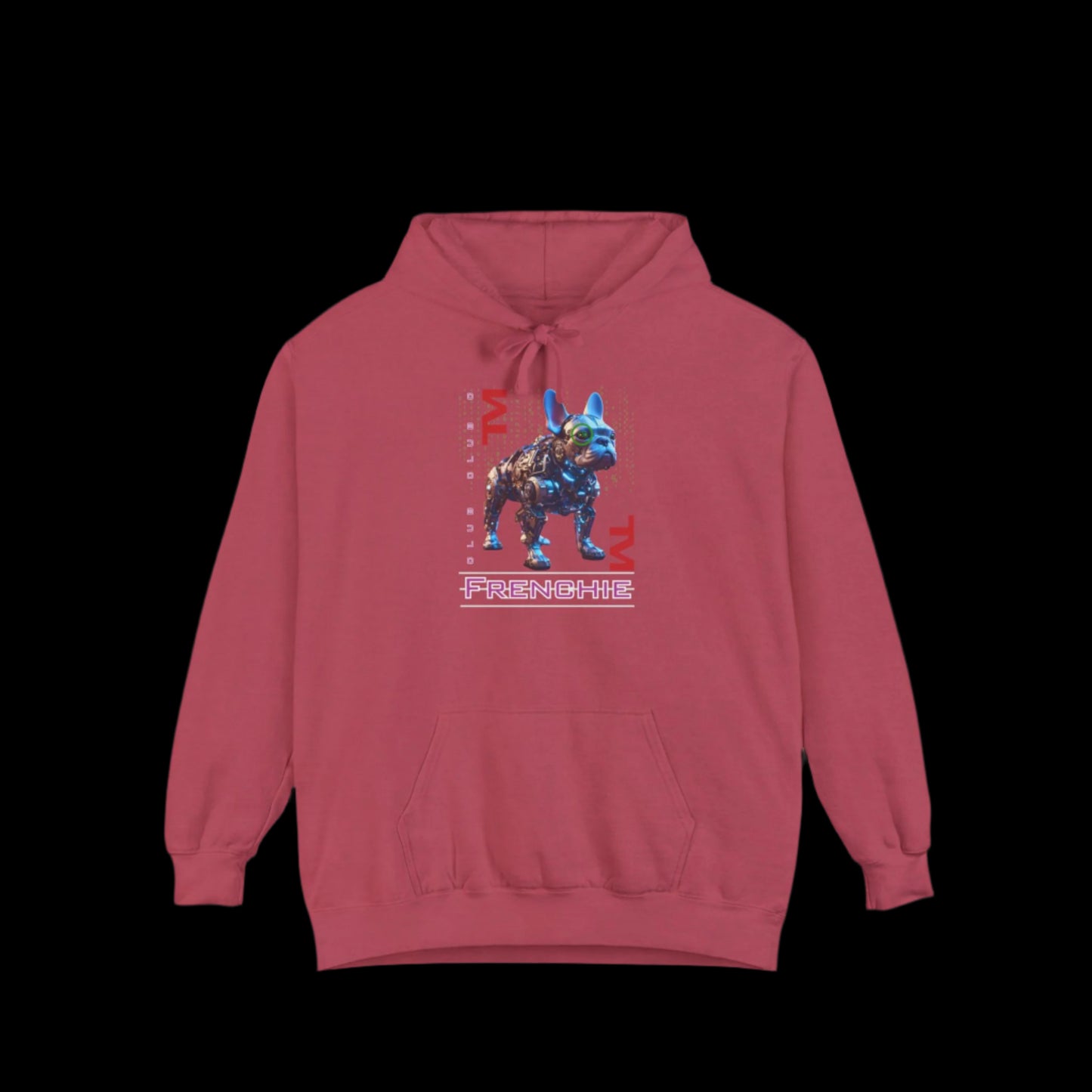 red colour frenchie french bulldog "Premium Cotton-Blend Hoodie – Soft, cozy, and stylish casual hoodie for everyday wear. Perfect for layering and staying warm in any season."