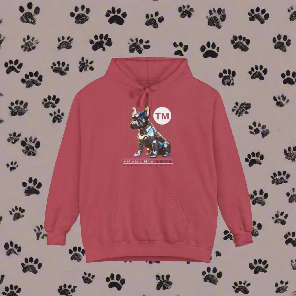 red frenchie_love_metalic_french_bulldog_premium_hoodie