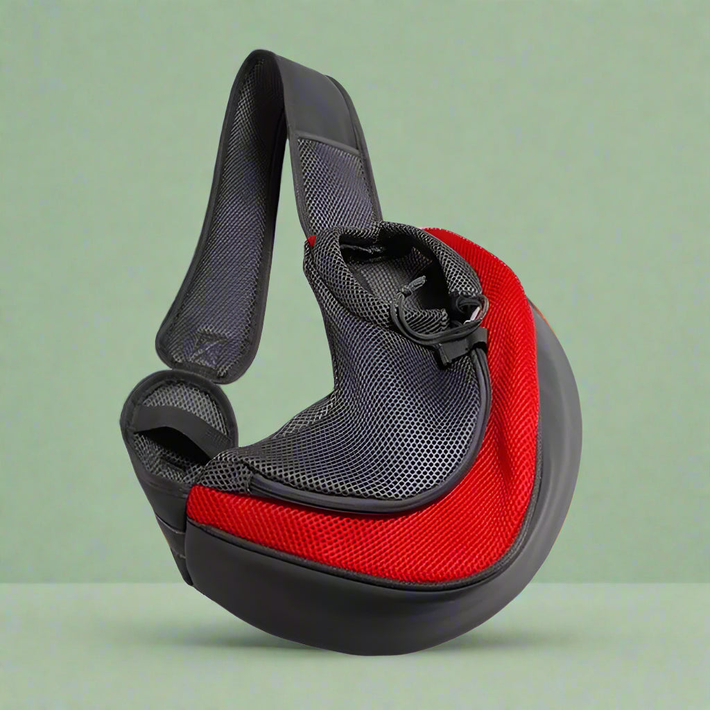 red shoulder Pet dog Carrier. - Sniff Waggle And Walk