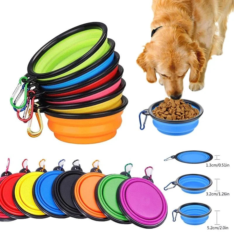 Portable Silicone folding Dog Bowl With Carabiner. - Sniff Waggle And Walk