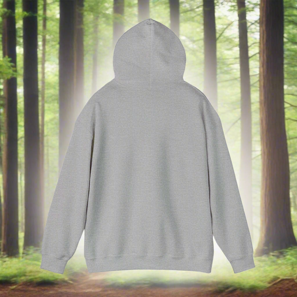Unisex Heavy Blend™ Stay Wild Hooded Sweatshirt - Sniff Waggle And Walk gray back view