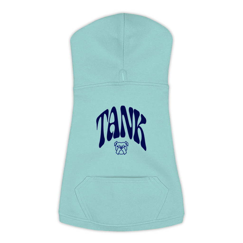 Tank Hoodie in Saltwater, size 3XL, bold TANK wordmark design