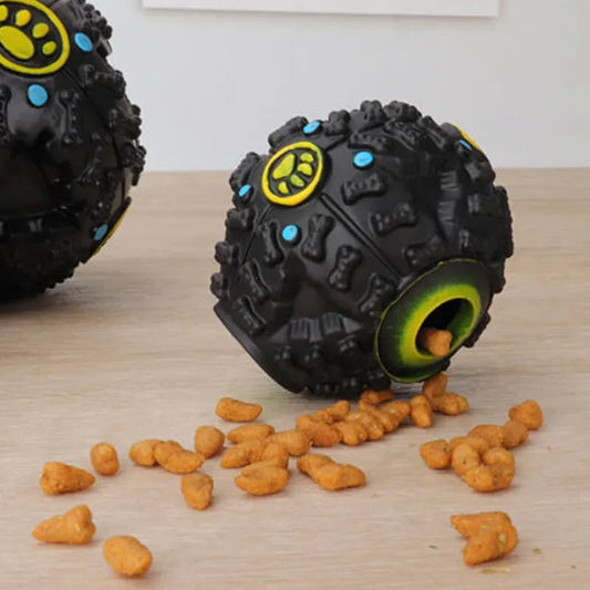 black interactive Food Ball for dogs adn cats. - Sniff Waggle And Walk