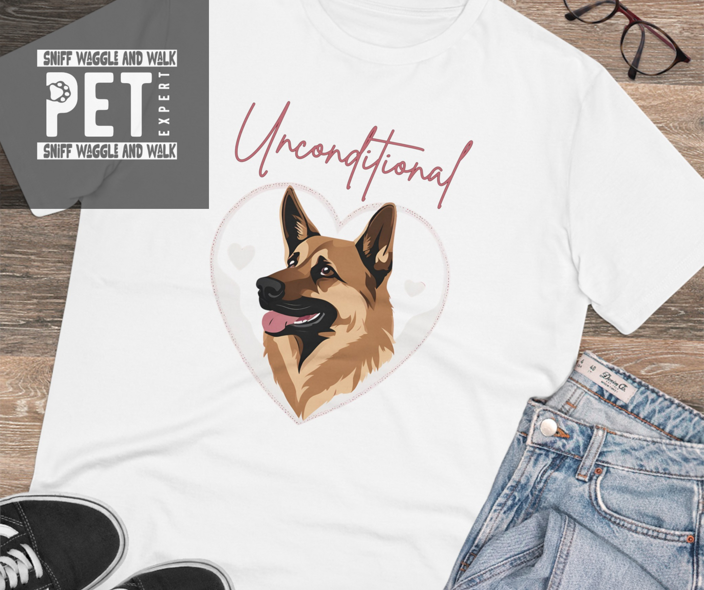 unconditional love german shepherd tshirt in white