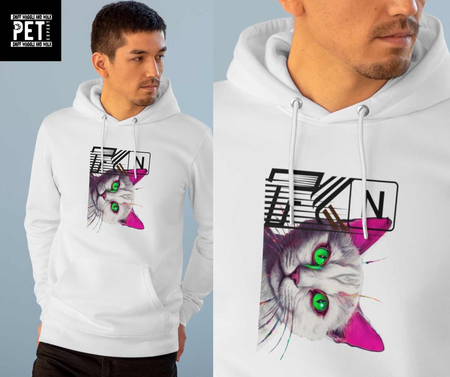 SniffwaggleNwalk™ "fkn no1" Unisex Cruiser Hoodie - Sniff Waggle And Walk white