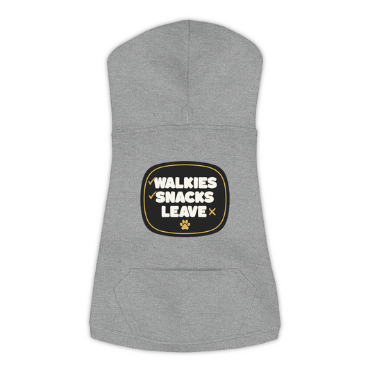 Walkies Snacks Leave Dog Hoodie in Granite Heather, sizes L to 3XL
