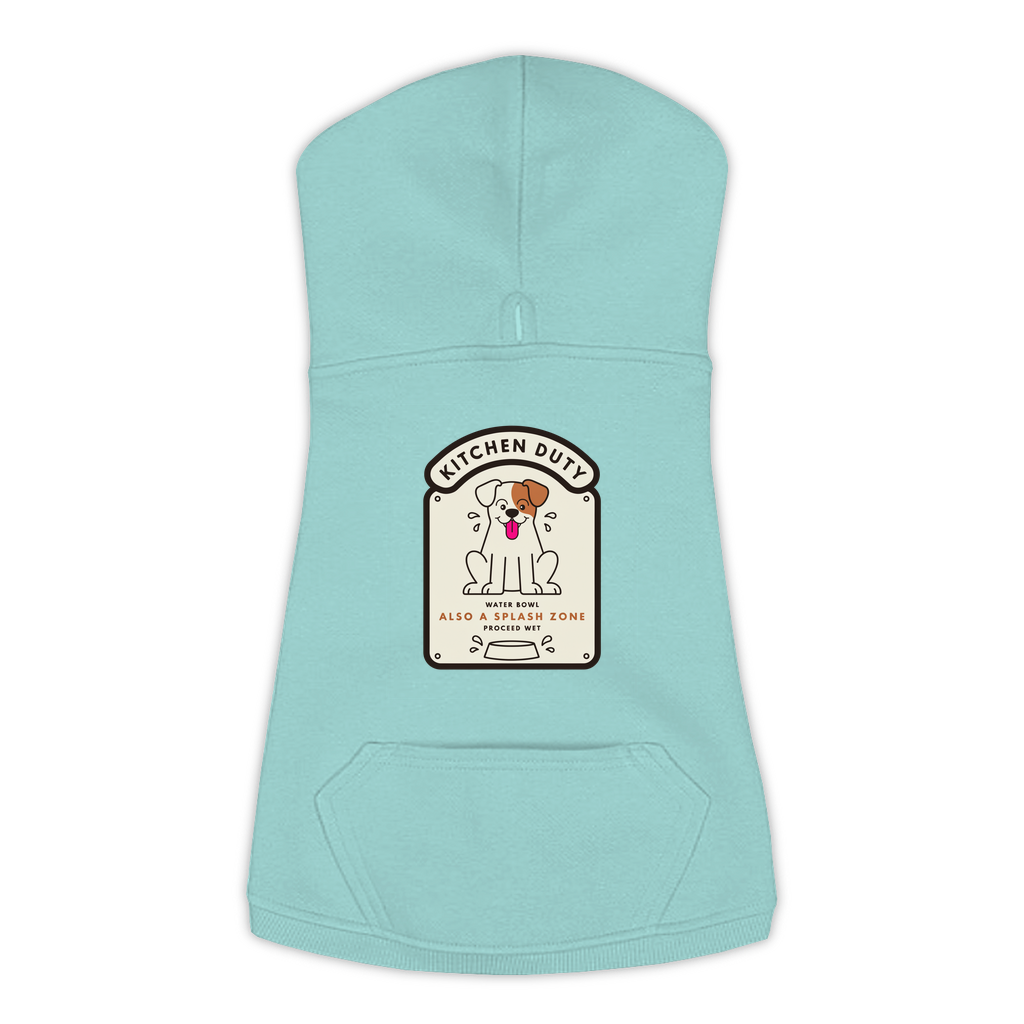 Water Bowl Dog Hoodie in Saltwater Blue, sizes L-3XL