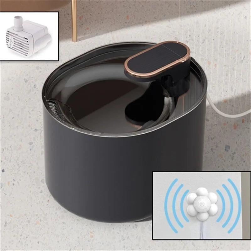 Automatic Cat Water Fountain. - Sniff Waggle And Walk led filter system black