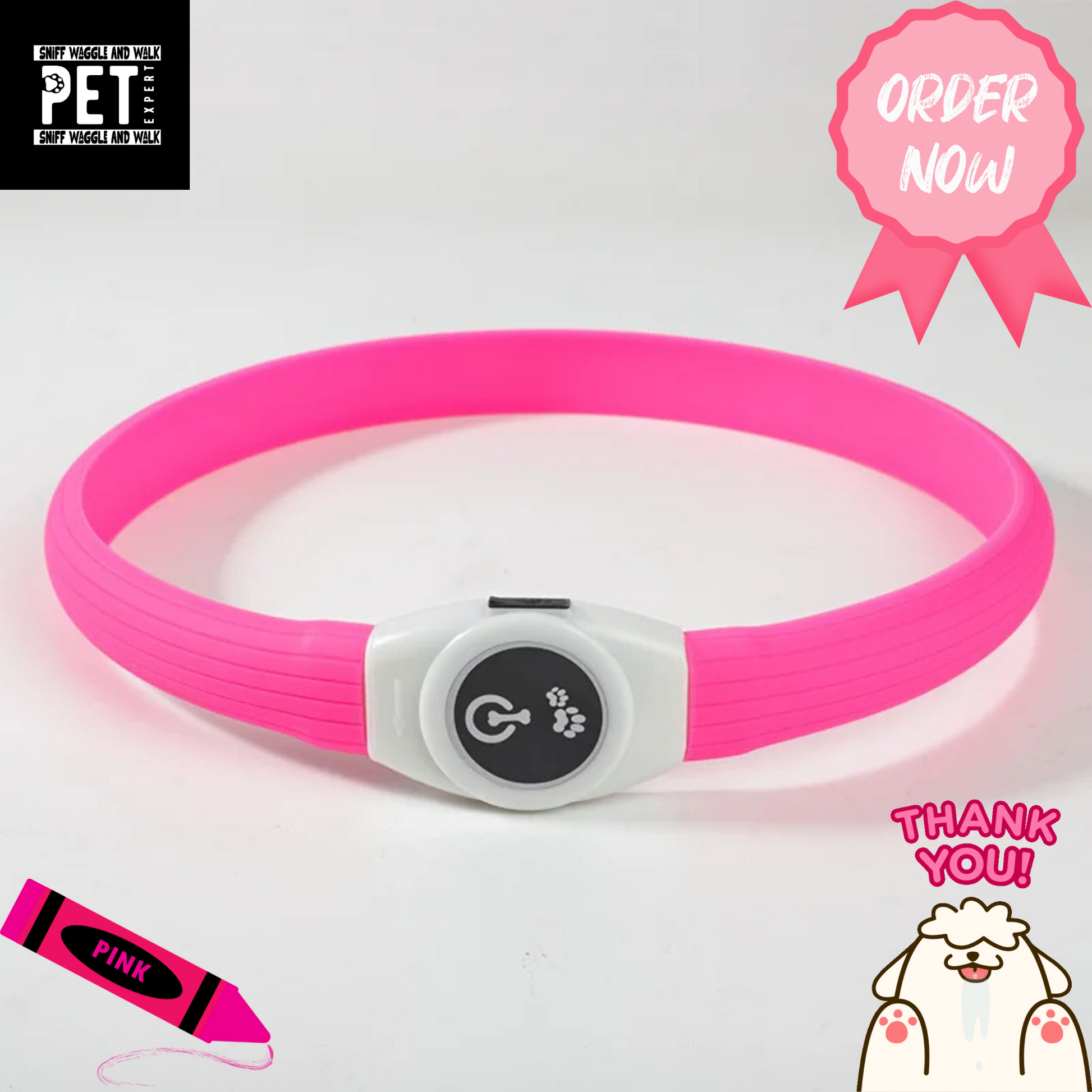 pink waterproof dog collor
