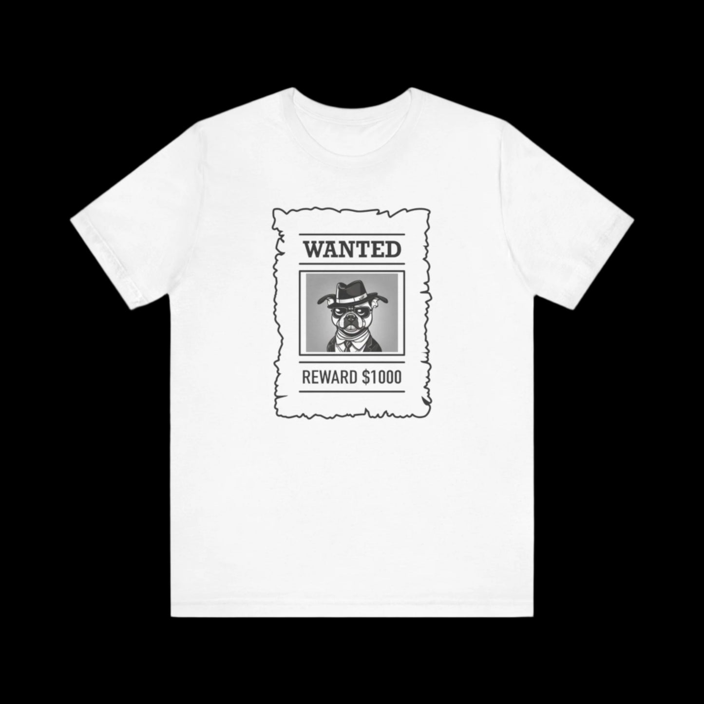 Unisex Jersey Short Sleeve "Wanted" T-shirt - Sniff Waggle And Walk white 2