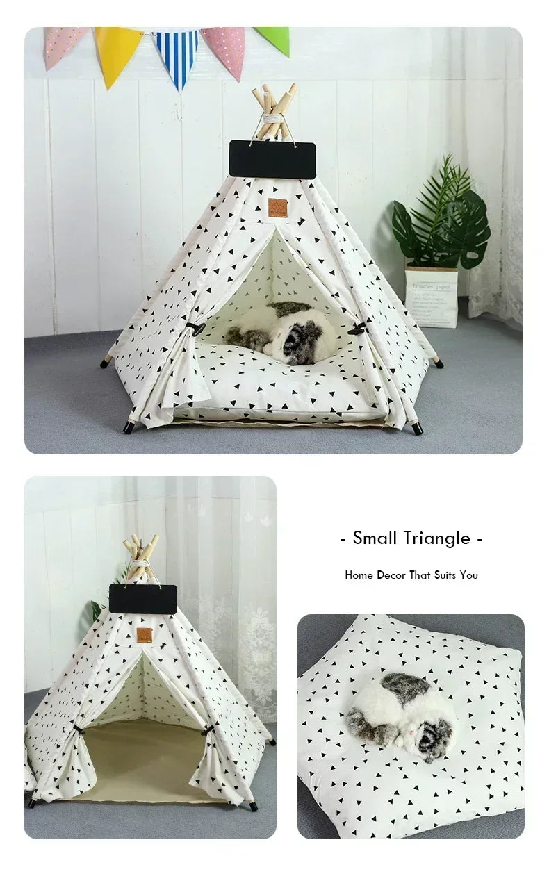 white and spotted cat bed