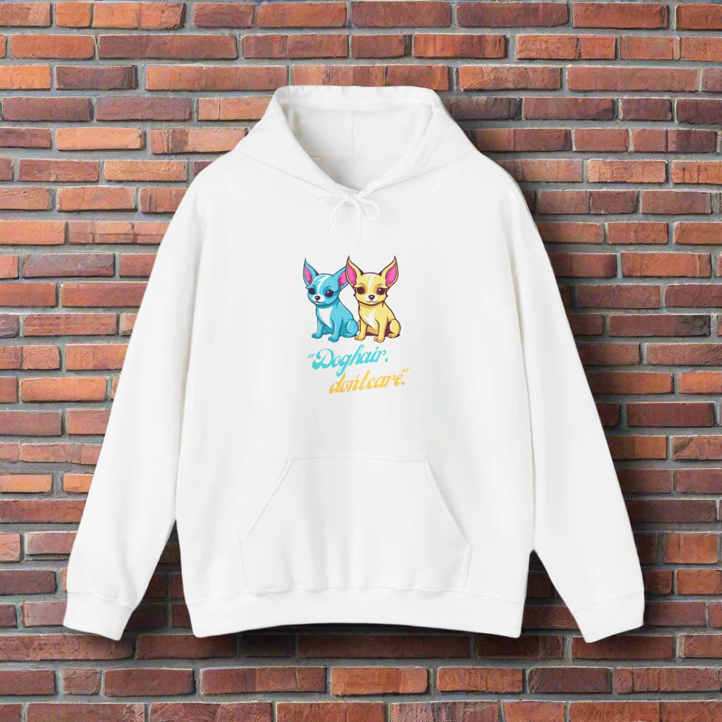 Unisex Heavy Blend⢠Dog Hair I dont care Hooded Sweatshirt - Sniff Waggle And Walk white