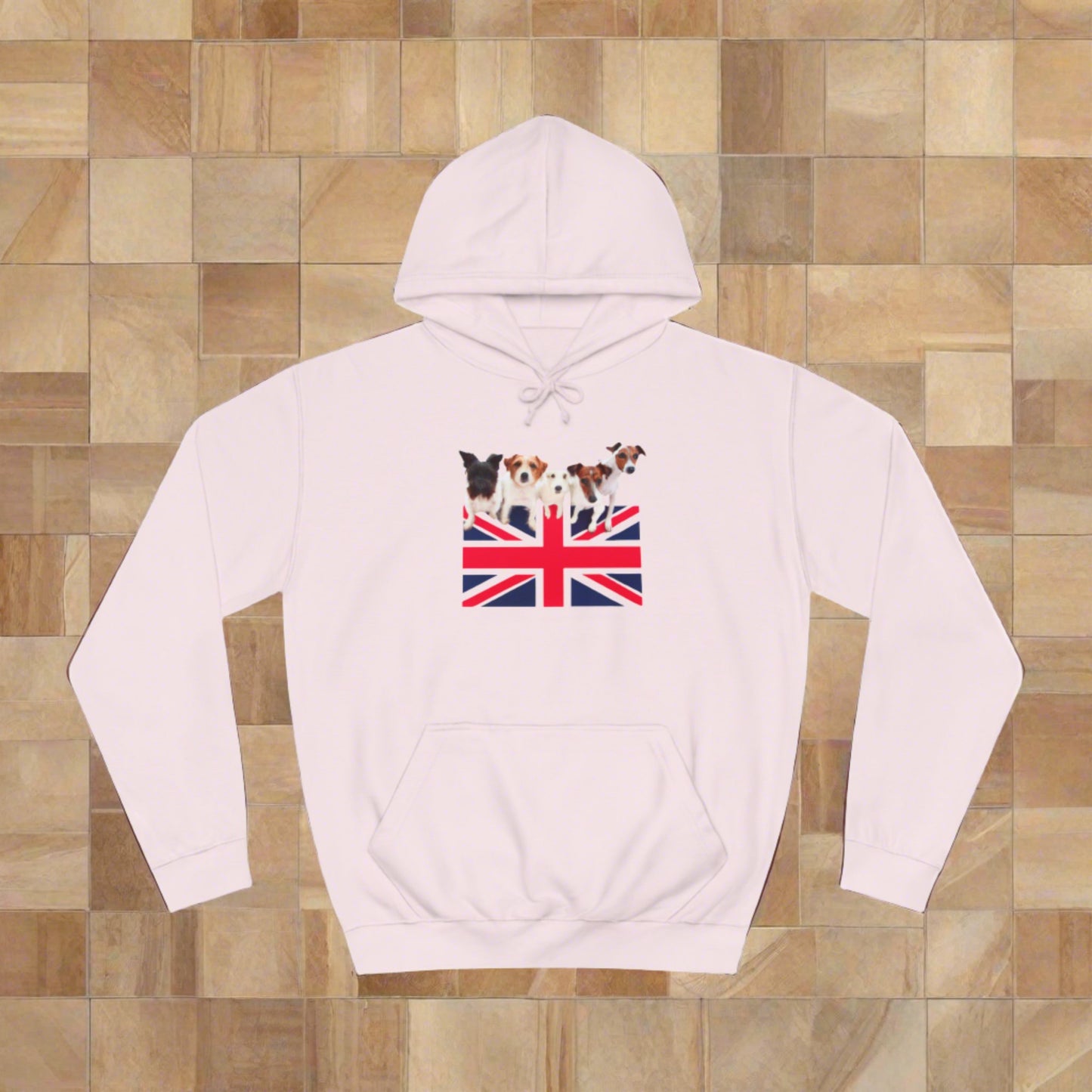 Union Jack-Unisex College Hoodie - Sniff Waggle And Walk white