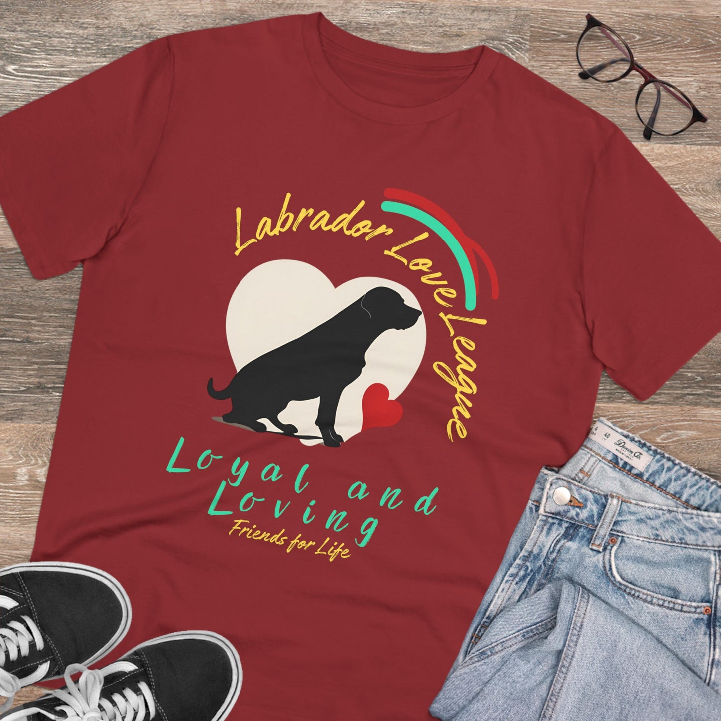 "LABRADOR LOVE LEAGUE" Organic Creator T-shirt - Unisex - Sniff Waggle And Walk worker red tshirt