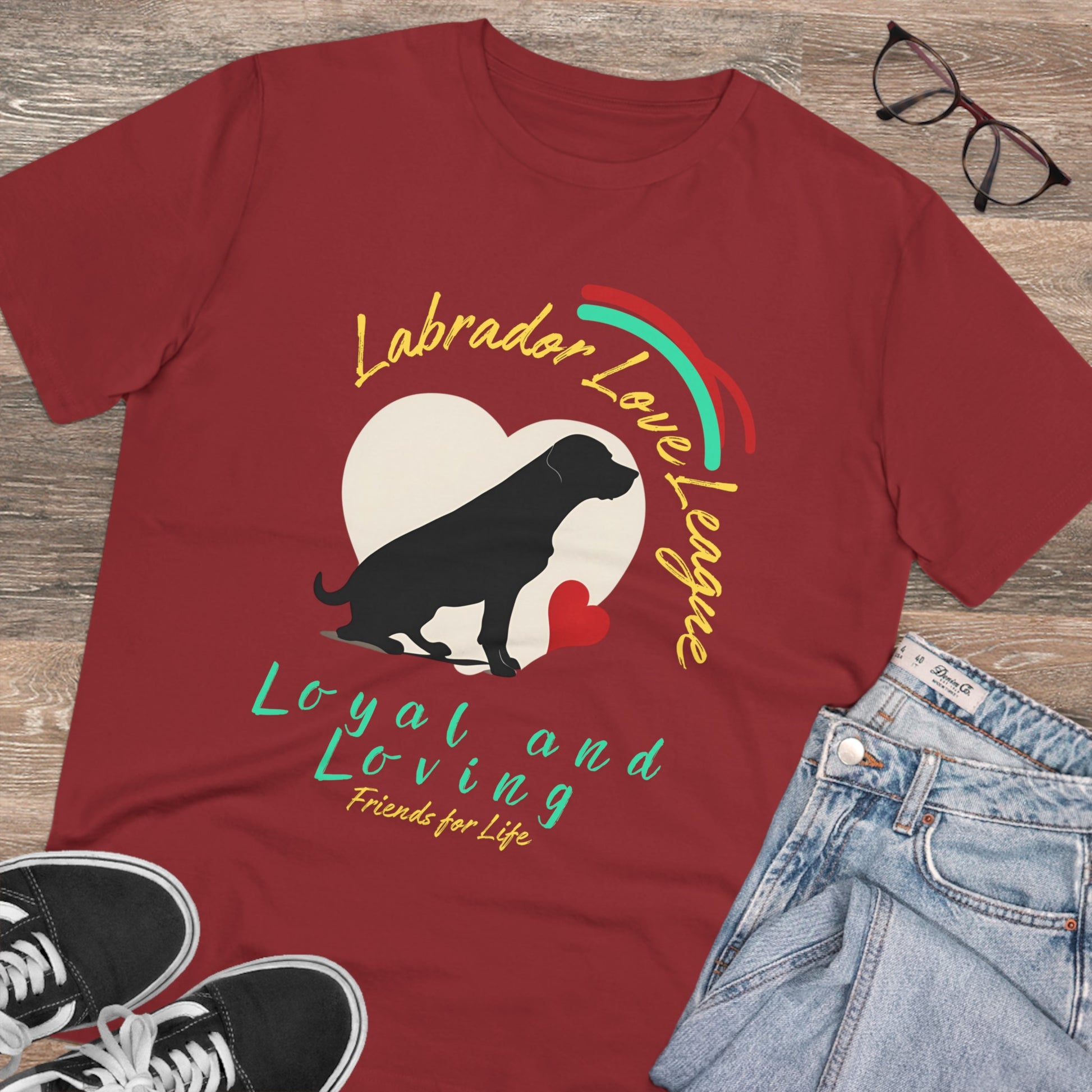 "LABRADOR LOVE LEAGUE" Organic Creator T-shirt - Unisex - Sniff Waggle And Walk worker red tshirt