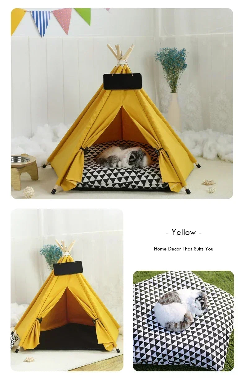 yellow stylish cat dog bed