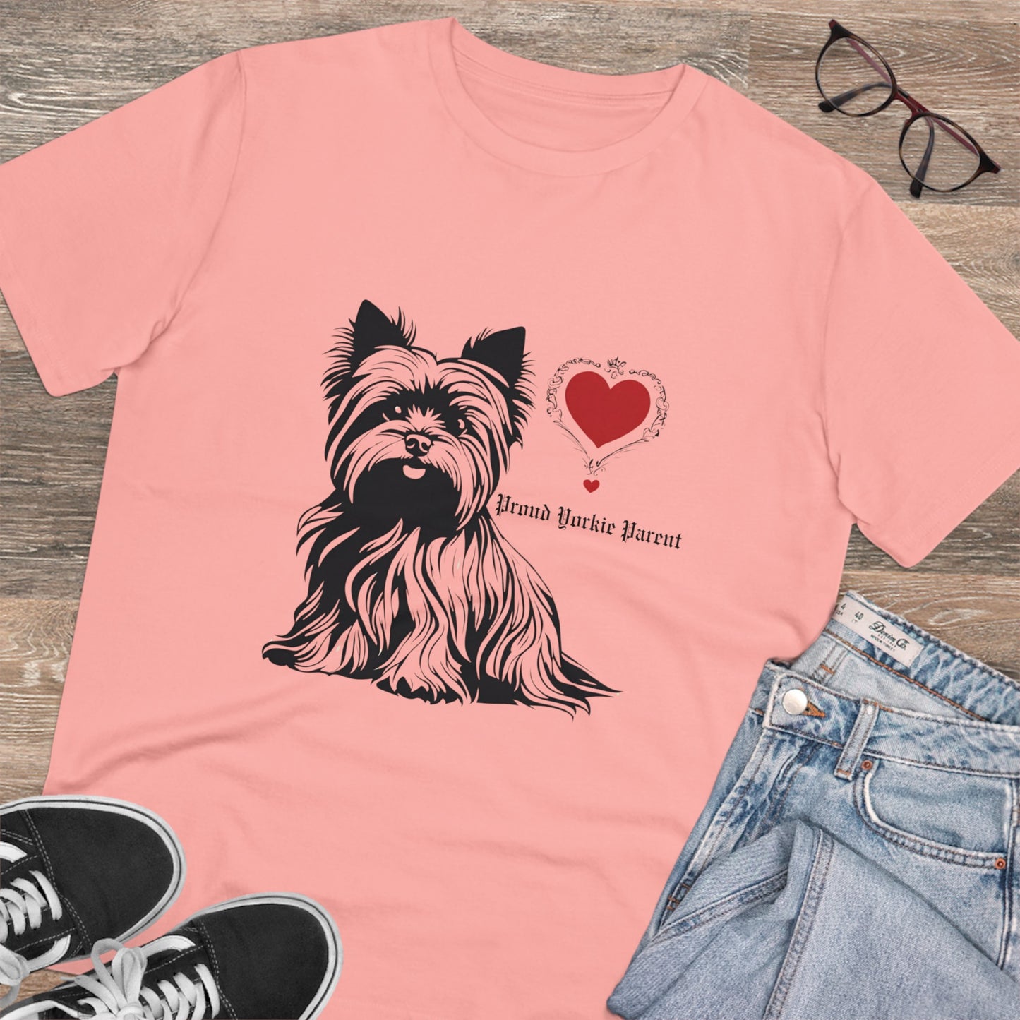 pink "PROUD YORKIE PARENT" Organic Creator T-shirt - Unisex Sniffwaggleandwalk™ - Sniff Waggle And Walk