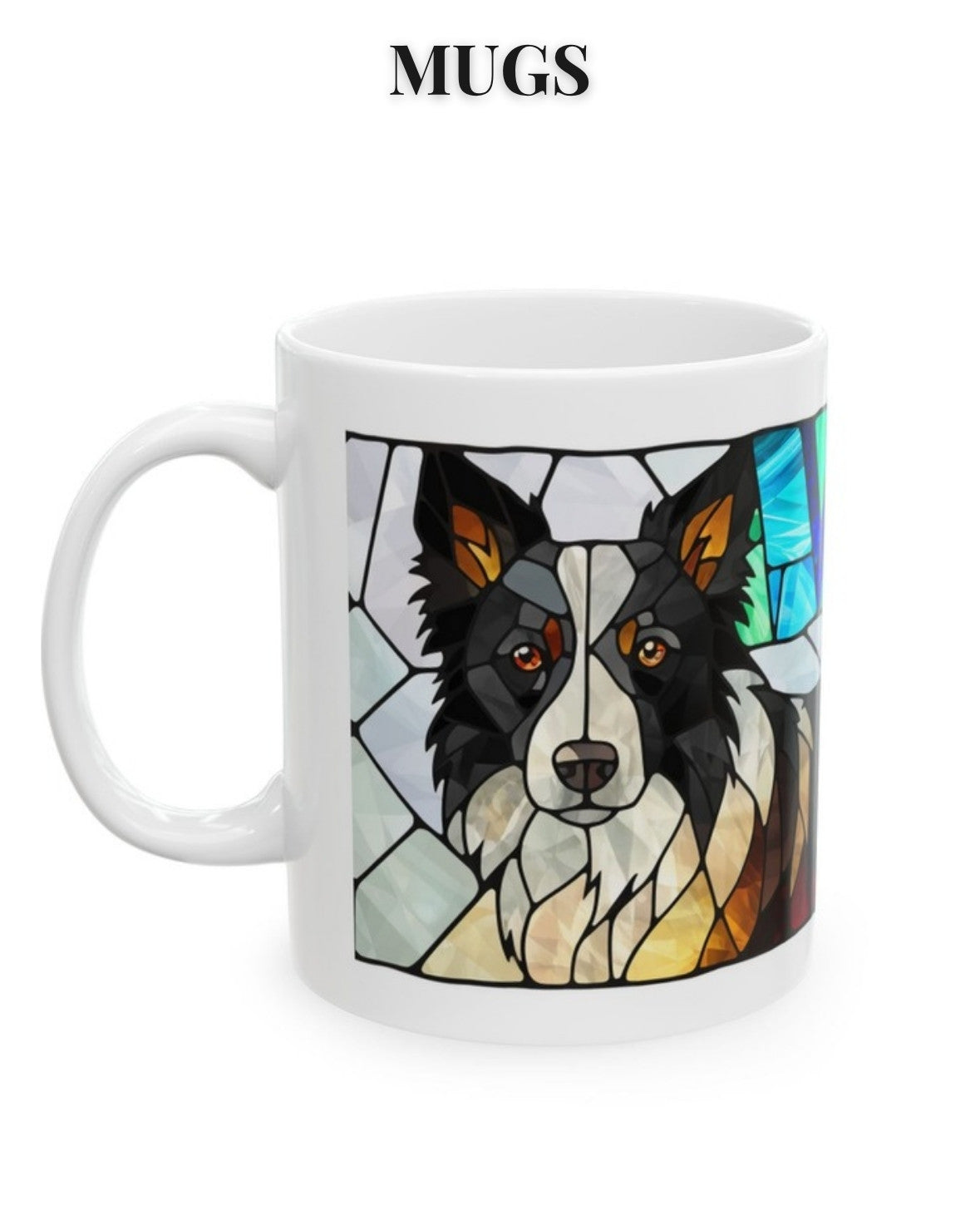 Border Collie stained glass dog mug — Dog & Cat Mugs collection