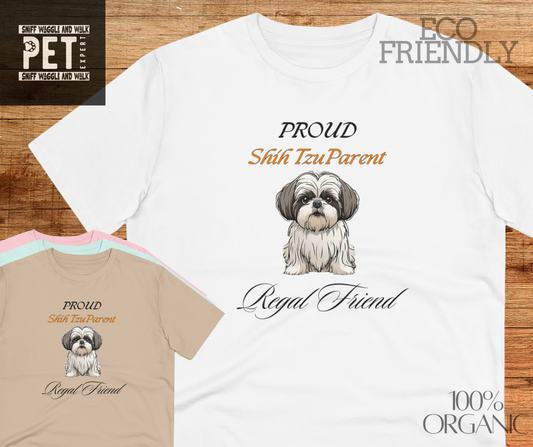 PROUD SHIH TZU PARENT "Regal Friend" Soft Organic T-shirt - Unisex - Sniff Waggle And Walk