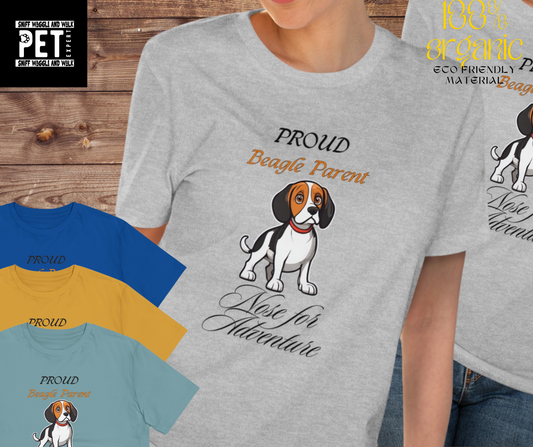 PROUD BEAGLE PARENT "nose for adventure" Organic T-shirt - Unisex - Sniff Waggle And Walk