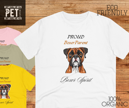 PROUD BOXER PARENT "Boxer Spirit" Soft Dog Themed Organic T-shirt - Unisex - Sniff Waggle And Walk