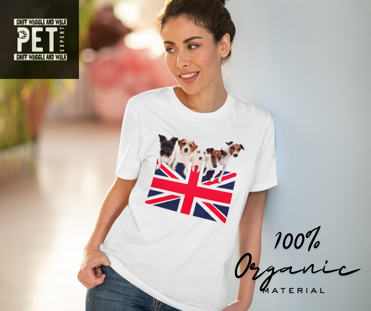 Union Jack-Organic Creator T-shirt - Unisex - Sniff Waggle And Walk