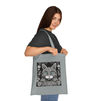 mandala cat tote bag grey — 100% cotton, one size, 5 colours cat
