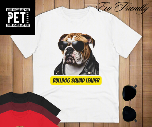 "BULLDOG SQUAD LEADER" Organic Creator T-shirt - Unisex by SniffWaggleAndWalk™