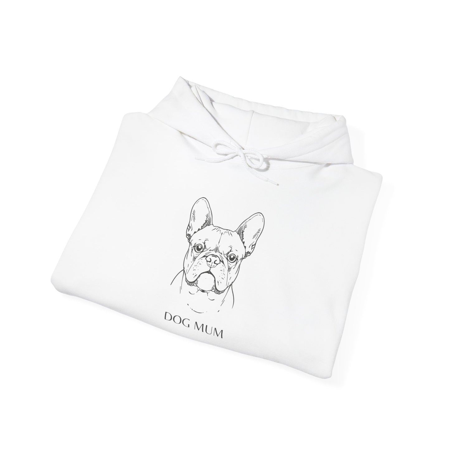 French Bulldog Mom Hoodie — Minimal Line Art "Dog Mom" Pullover
