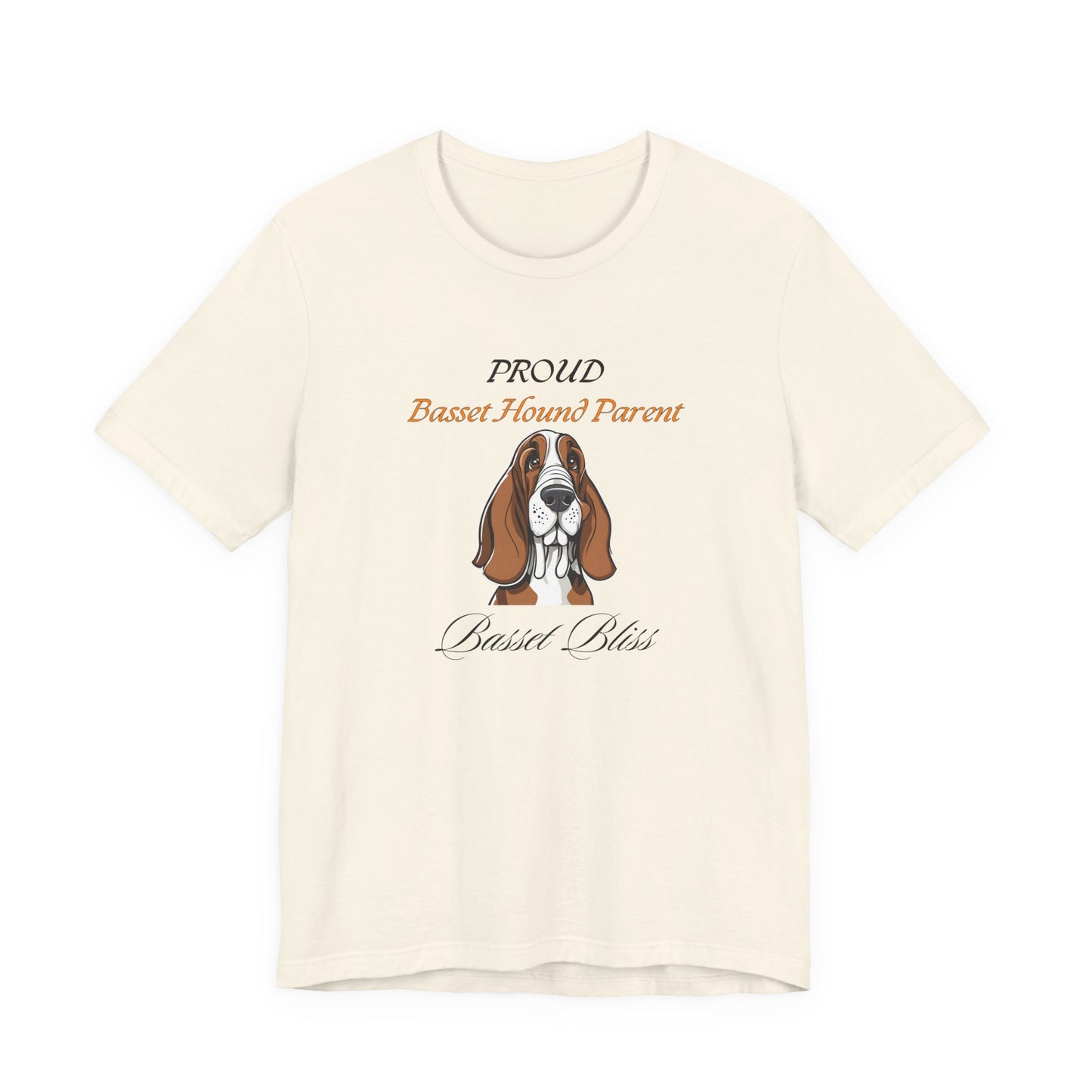 Proud Basset Hound Parent t-shirt sleeve and neckline detail